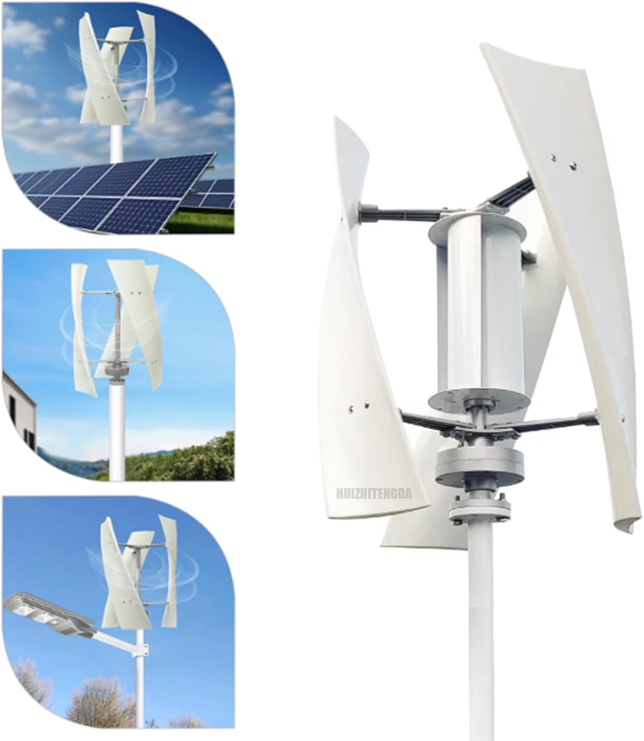 12V-220V 9000W Vertical Wind Turbine, Renewable Energy AC Wind Turbine with No Noise, Equipped with Controller Low Wind Start for Outdoor Road Lighting