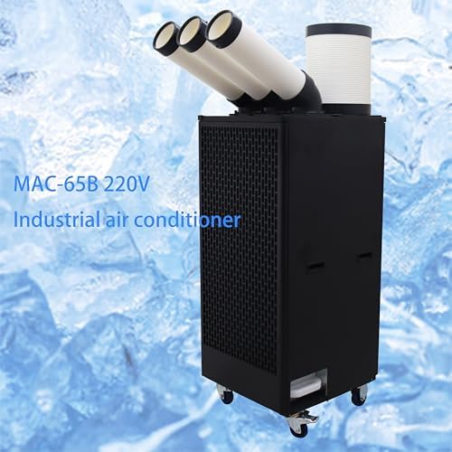 Air Flow 1000-1100m³/h Industrial Portable Air Conditioner with Wheels 13L Tank Three Tube Commercial Spot Cooler Adjustable Air Outlet Ideal for insititute Workshops Outdoor Events 220V 2500W