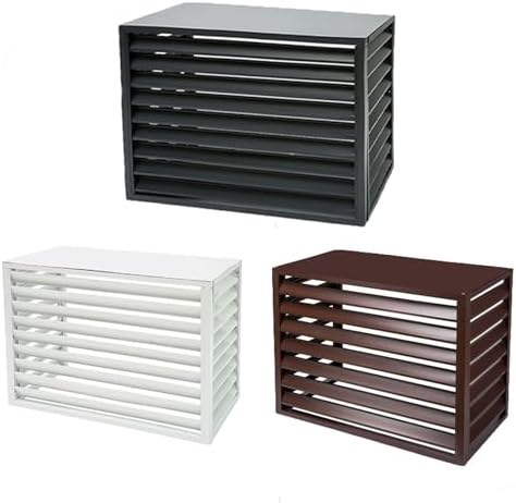 Air Conditioner Cover Breathable Waterproof Shutters Outdoor Air Conditioner Covers For Outside Units Louvered Frame Protective Cover Privacy Fence Screen(Cream,110 * 80 * 60cm)