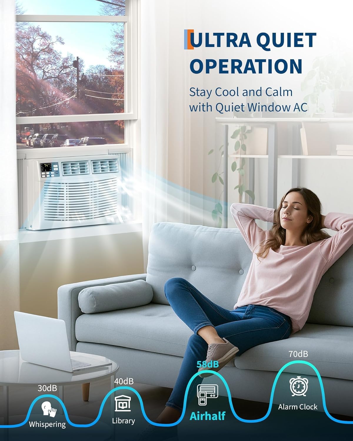 8,000 BTU Window Air Conditioner, Cools Up to 350 Sq. Ft with Cooling, 3 Fan Speed, Window-Mounted Room Ac Window Unit with Remote, Easy Install Kit for Home