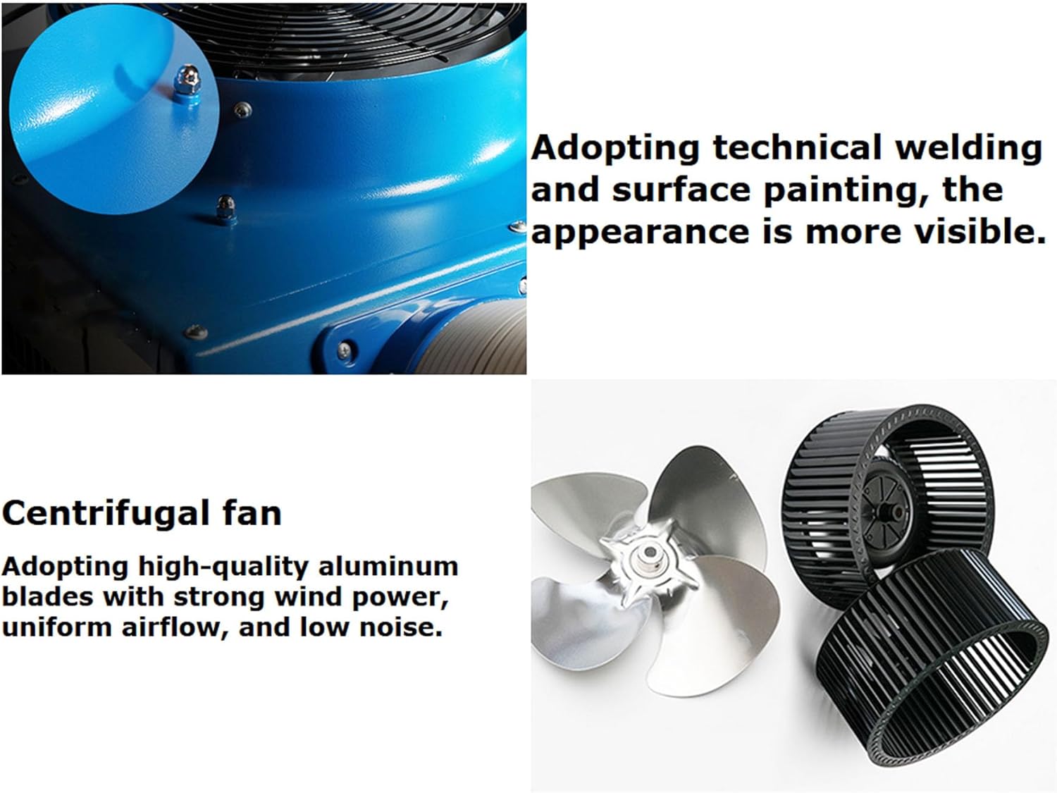 220V Industrial Air Conditioner Outdoor Air Conditioning Fan Equipment Double Tube 780m³/h Blue