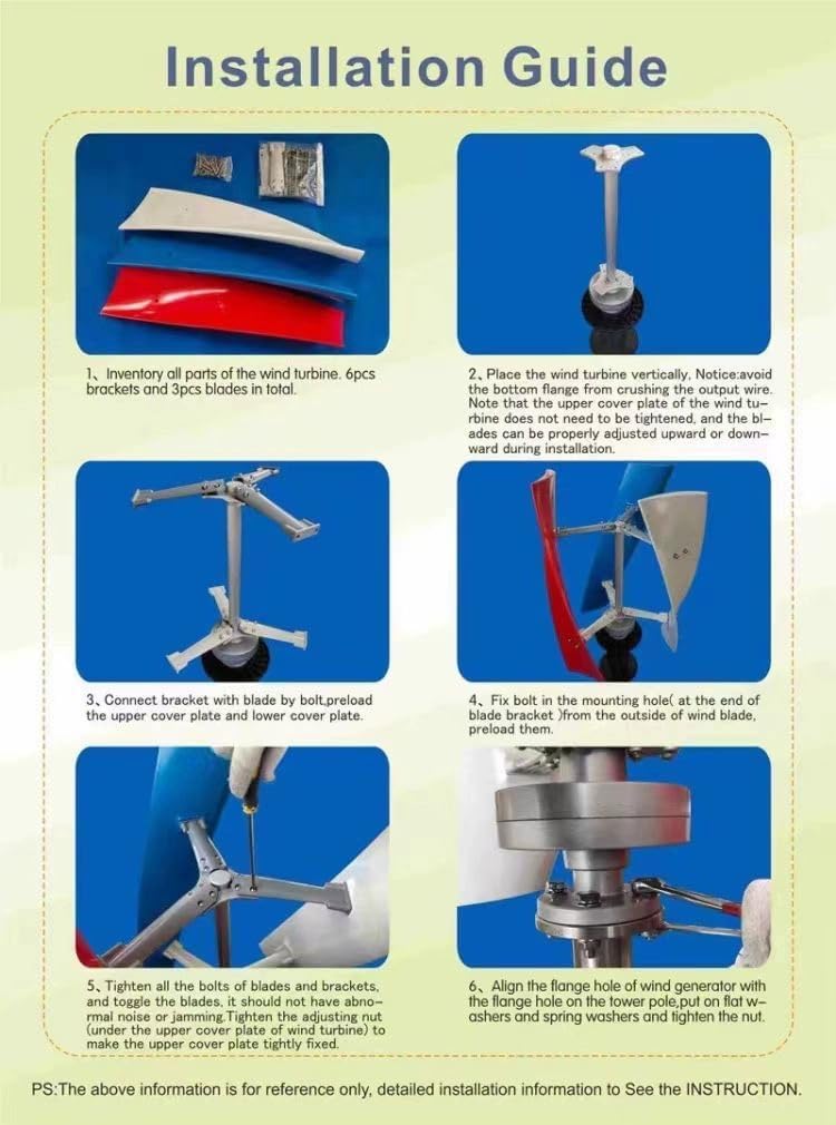 Vertical Axle Wind Turbines with MPPT Controller, 6000W 8000W 9000W 10000W No Noise Vertical Magnetic Levitation Upright Wind Turbine, 12V 24V 48V 220V with 3 Blades for Home Use (6000W, 24V)
