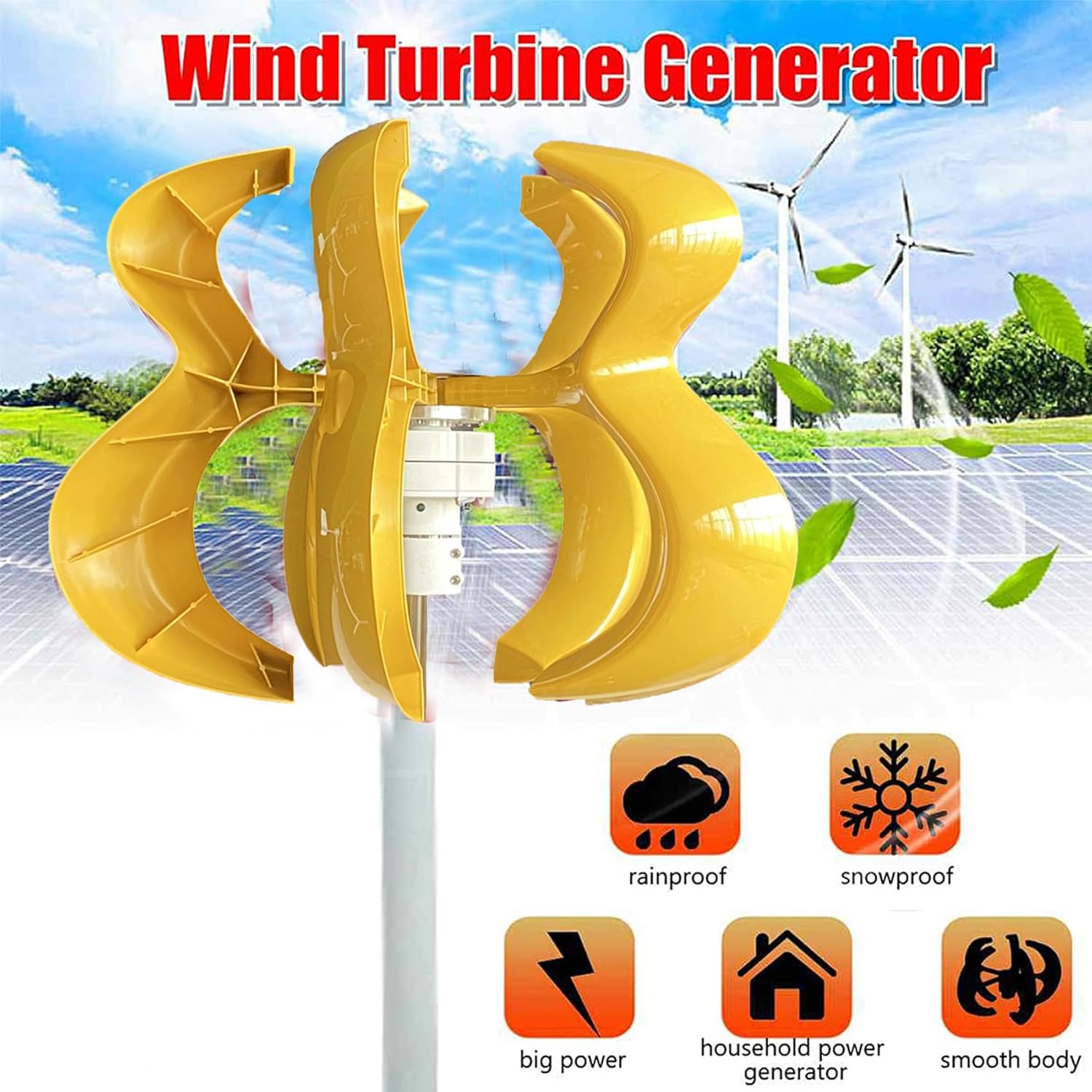 48v, 12V/24V/48V/220V Compact Wind Power Generator 9000W with Charge Controller - Portable Wind Turbine for Camping and Emergency Power,48V