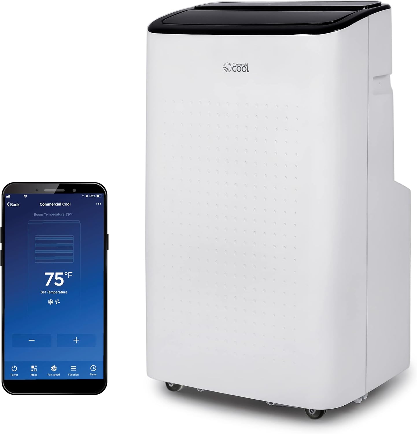 Commercial Cool Portable Air Conditioner, Dehumidifier & Fan, Portable Air Conditioner 9,000 BTU Covers up to 400 Sq. Ft., Wi-Fi Enabled, White