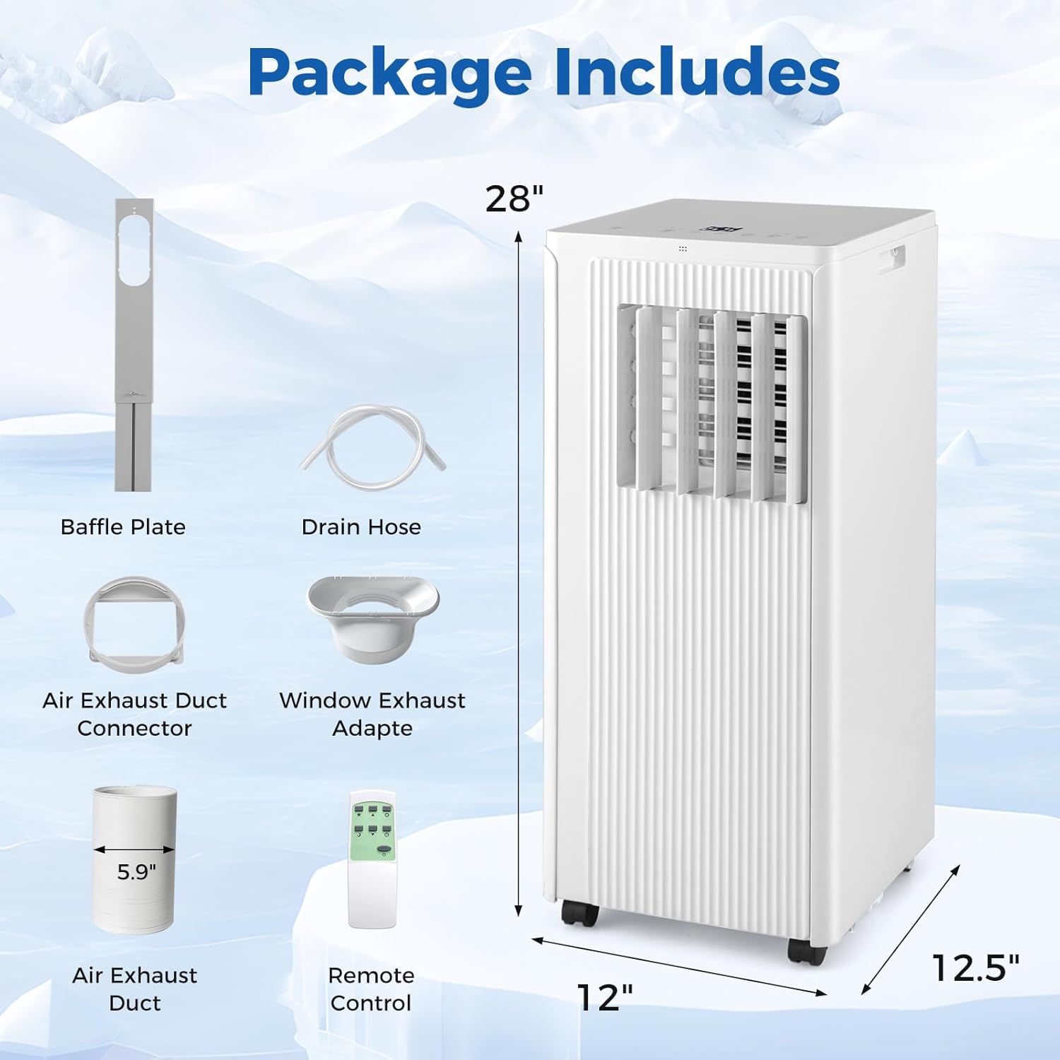 COSTWAY 4-in-1 Portable Air Conditioner, 10000 BTU Standing Air Cooler w/Fan & Dehumidifier, 24H Timer, Remote Control & Window Installation Kit, AC Unit Cools Rooms up to 350 Sq.Ft
