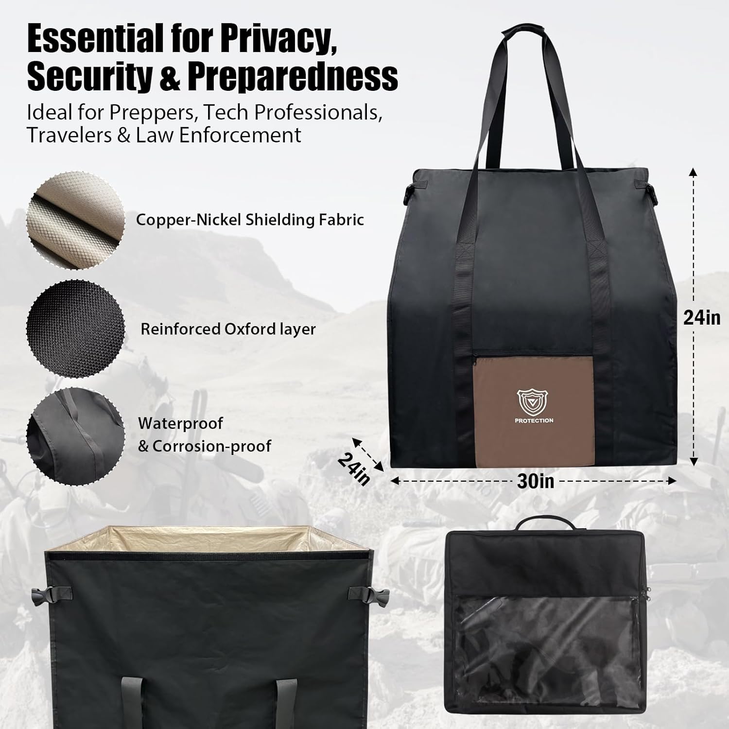 Large Faraday Bag for Generators, Computers & Electronics – Military-Grade EMP & RFID Protection, RF Signal Blocking Cage 30