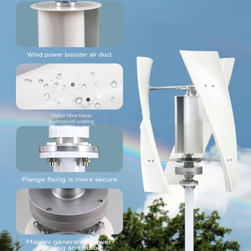 3000W Vertical Wind Turbine Generator with Controller & Grid Inverter - 8000W Home Power Solution, Efficient Renewable Energy for Off-Grid/On-Grid Systems, Eco-Friendly Wind Energy Solution