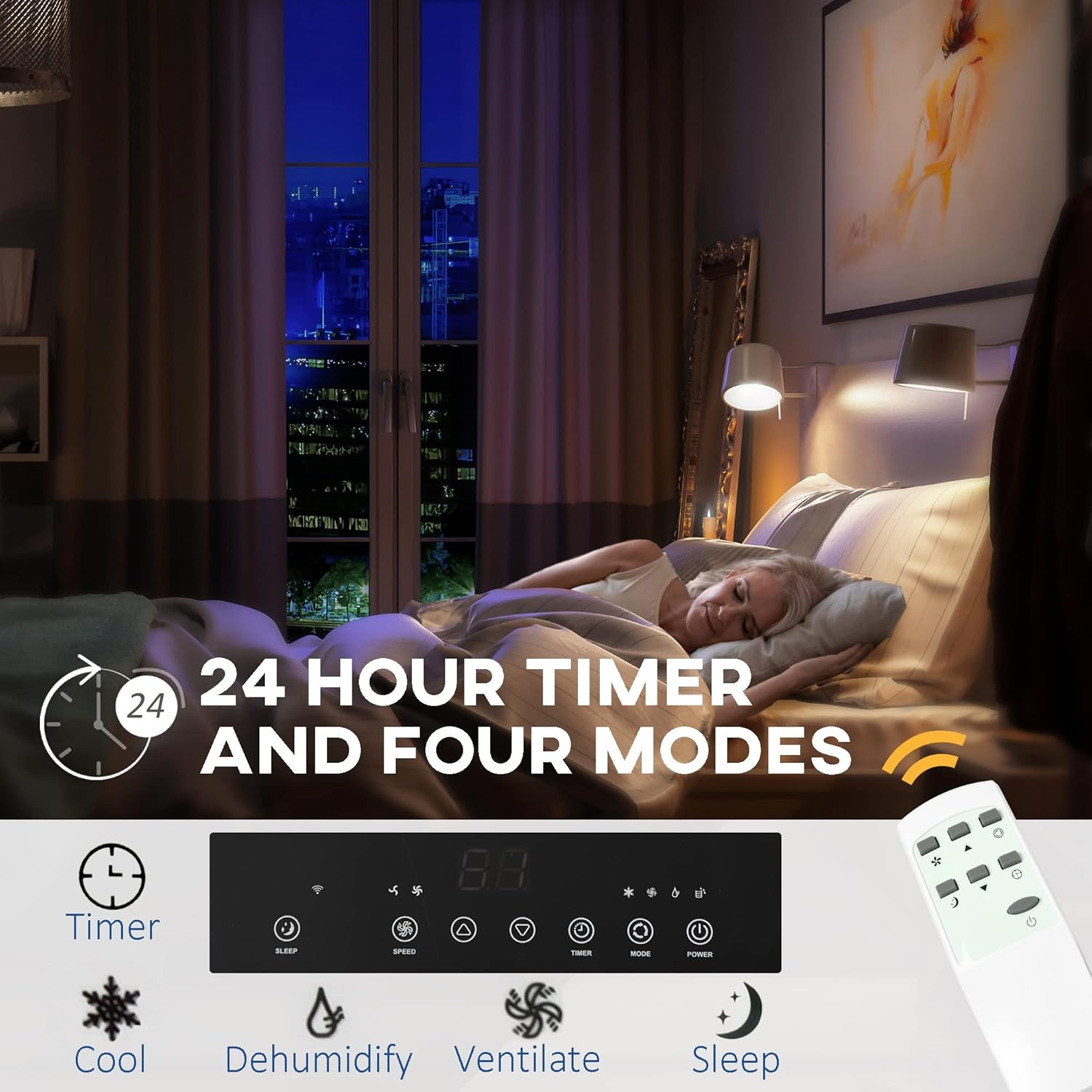 HOMCOM 8000 BTU Smart WiFi Enabled Portable Air Conditioner for Rooms Up to 215 Sq. Ft., 3-in-1 Moible AC Unit with Dehumidifier, Fan, Sleep, App & Remote, 24H Timer, Window Installation Kit, Black