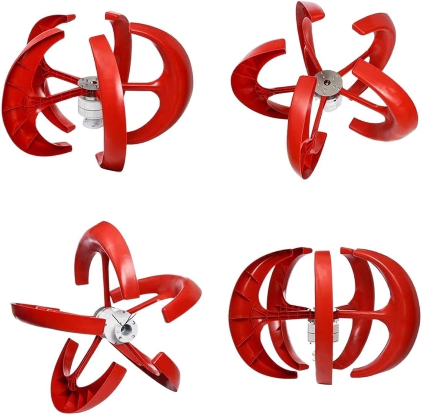 Wind Turbine, 1000W Wind Turbine 12v 24v Vertical Axies Wind Generator Small Windmill Free Energy with MPPT Charge Controller Homeuse(Red,MPPT Controller_12V)