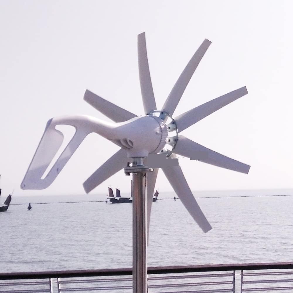 Wind Turbine, 1000W 8 Blades Free Energy Windmill 12V 24V Small Wind Turbine Generator for Home Farm Street Lamps Use Wind System(Turbine Only,12V)