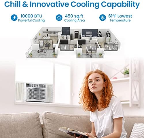 10000 BTU Window Air Conditioner with Wi-Fi, Smart Air Conditioner Window Unit - Remote & App Control & Timer Function & Easy Install Kit, Cools Up to 450 Sq. Ft, Window AC Unit Cool/Dehumidify/Fan