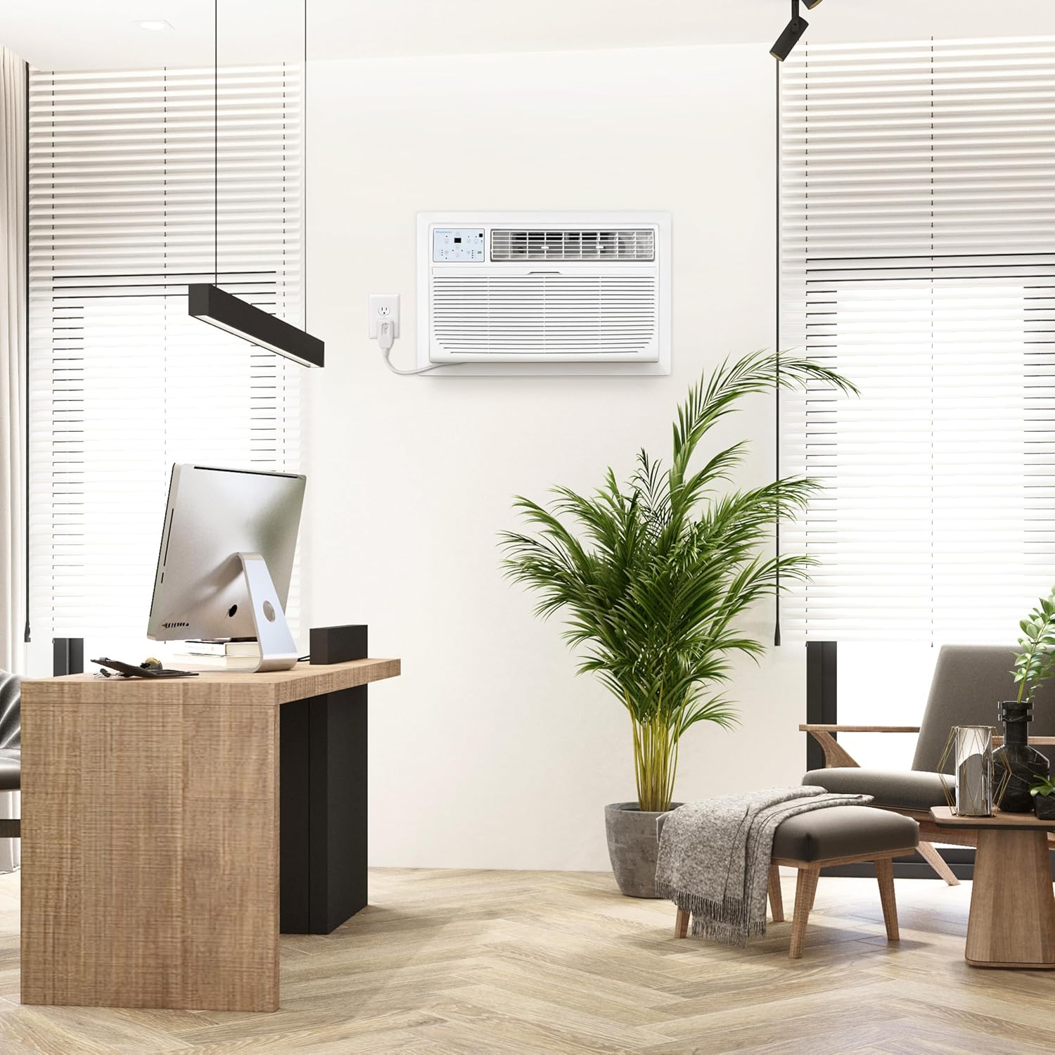 Keystone 14,000 BTU 230V Wall Mounted Air Conditioner & Dehumidifier with Remote Control - Quiet Wall AC Unit for Bedroom, Garage, Nursery, Large Rooms up to 700 Sq.Ft.