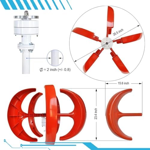 16000W Horizontal & Vertical Wind Turbine Generator Kit - 5 Blade 12V/24V/48V Energy System with Charge Controller for Home & Outdoor Power Solutions