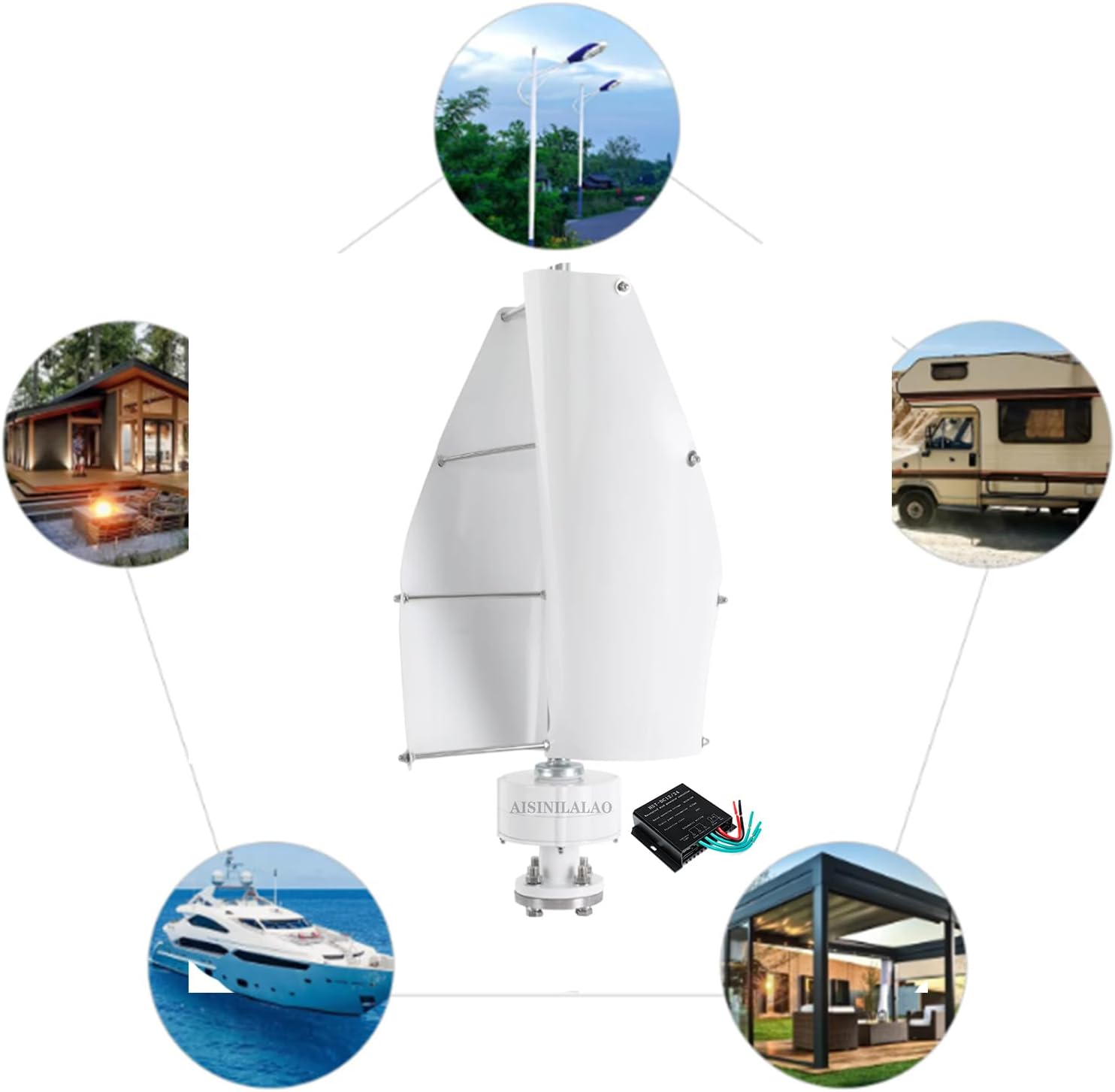 3000W 2.5M/S Start Wind Speed Wind Turbines Generator, 2 Blades 12V/24V/48V Vertical 3 Phase AC Permanent Magnet Generator Kit for Home Hybrids Streetlight