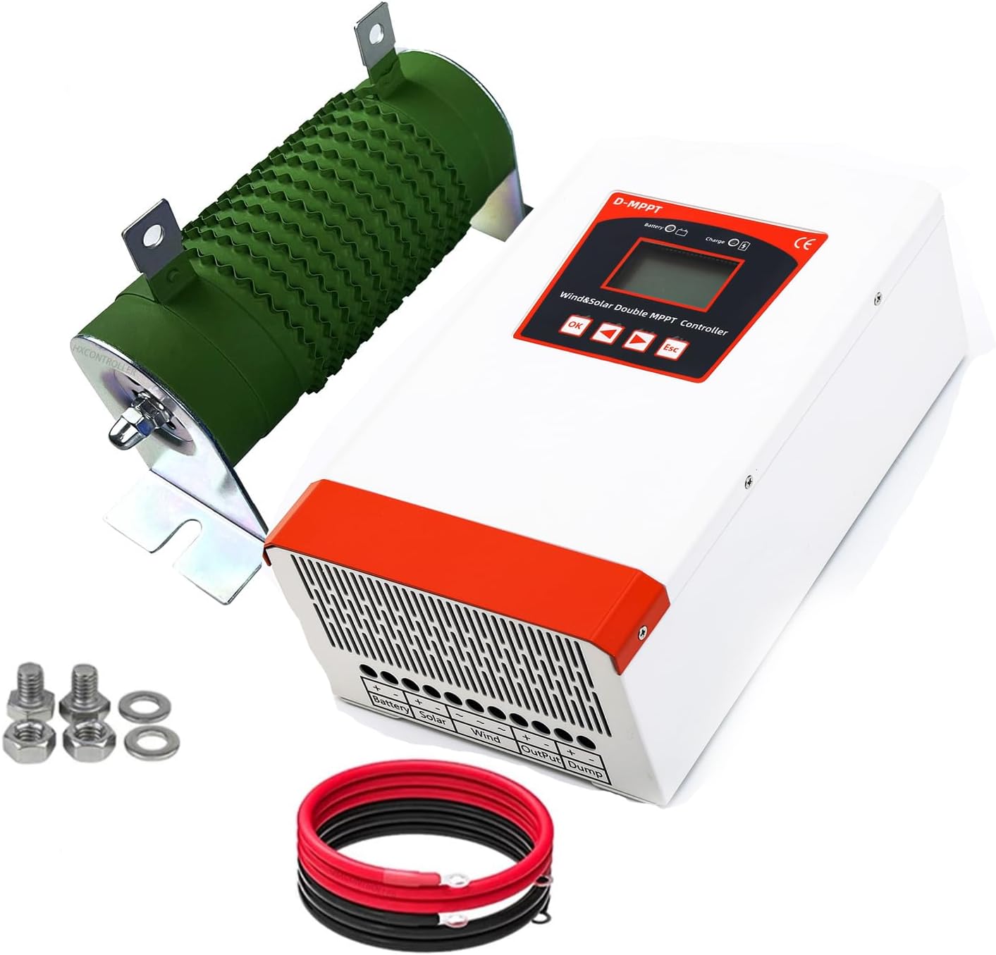 12000W MPPT Wind Solar Hybrid Controller Boost Charge,Low Start Speed 12V 24V 48V Free Dump Load Battery (Blue),48v