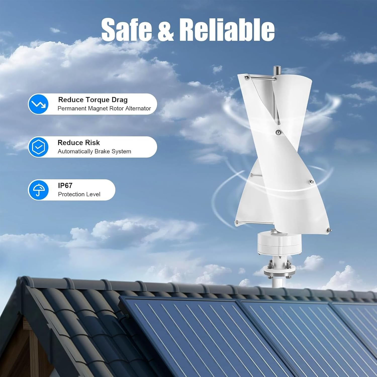 24v, 12000W Portable Vertical Helix Wind Power Turbine Generator Kit,12V 24 V 48 Horizontal Home Power Windmill Energy Turbines Charge(Low Noise)