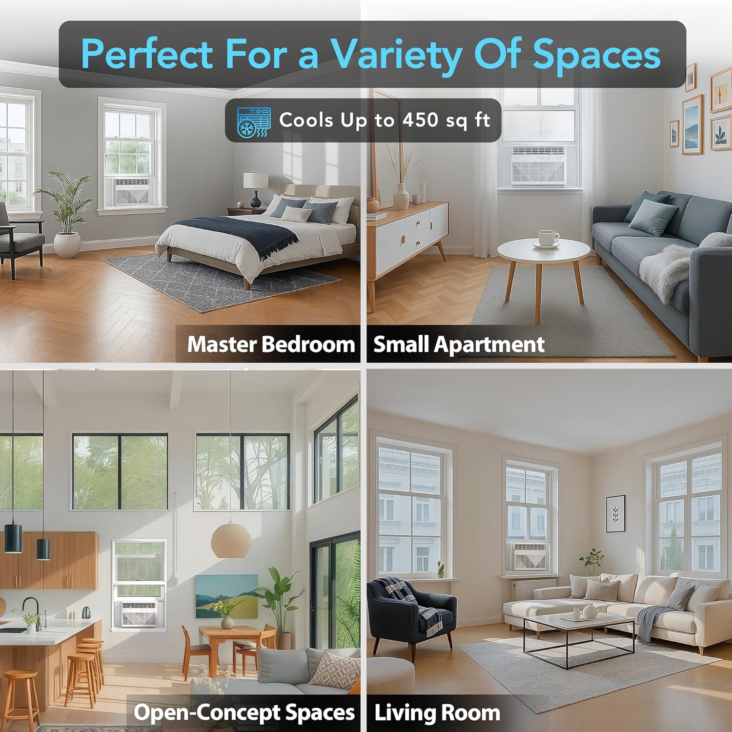 Comfort Zone Window Mounted Smart Wi-Fi Room Air Conditioner with Remote Control, 10,000 BTU, Digital Display, 4 Speed Settings, 4 Mode Settings, 24-Hour Timer, Sleep Setting, and Eco Mode, CZ12759