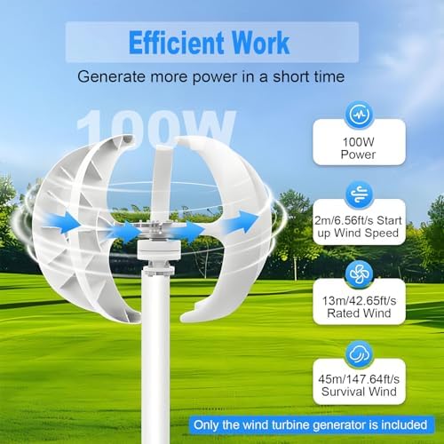 5-Blade Vertical Wind Turbine Generator Kit - Modern Eco-Friendly Wind-Solar Hybrid Power for Street Lights, Highways & Scenic Areas - Efficient 48V Energy Solution