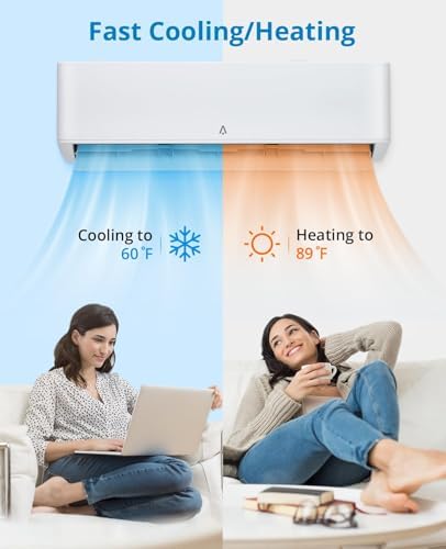 18,000 BTU Ductless Mini Split Air Conditioner & Heater, 23 SEER Inverter AC Unit, Cools & Heats Up to 1,250 Sq. Ft, Wall-Mount Split-System with Heat Pump, Alexa/Compatible, 16Ft Installation