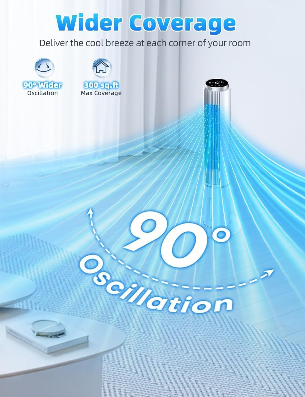 42 INCH Windowless Portable Air Conditioners w/4 Modes & 3 Speeds, 1-Gal Tank for 15H Cooling, 12H Timer, Swamp Cooler Air Conditioner No Window Needed, 90° Oscillating AC Unit for Bedroom