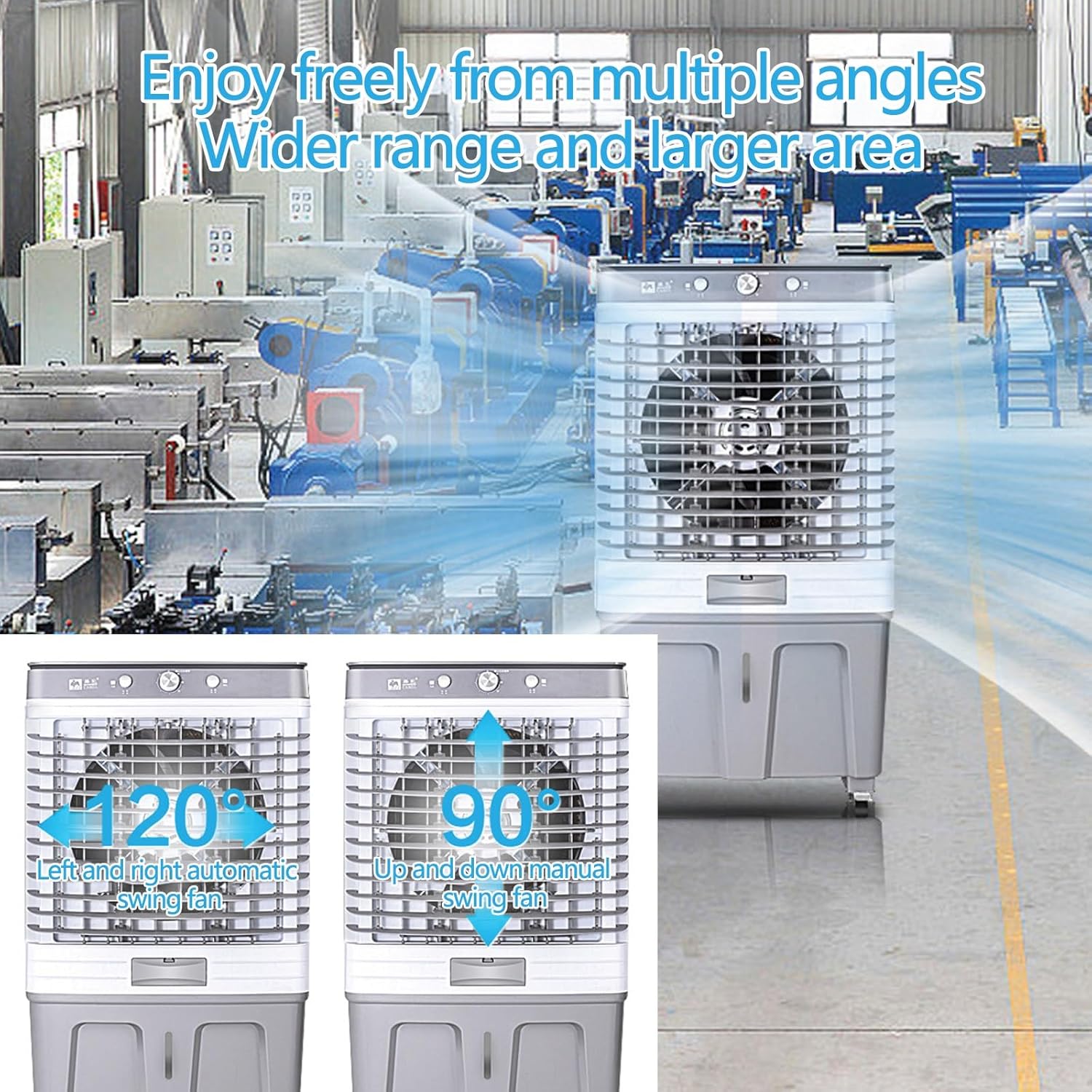 Portable Air Conditioners, 3800 CFM Swamp Cooler with 13 Gal Water Tank, 3-Speed Fan, Evaporative Air Cooler with 4 Ice Packs for Outdoor, Office, Home