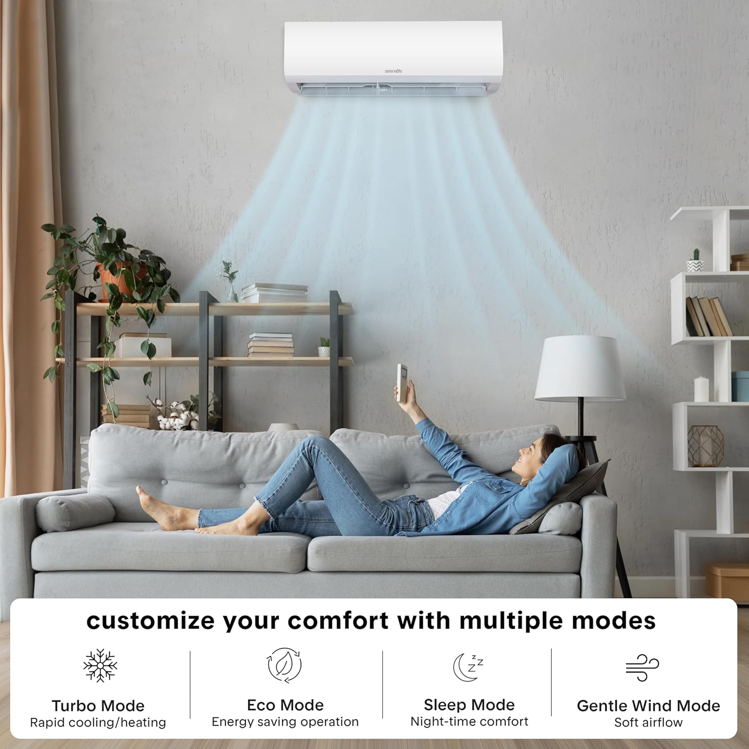 SereneLife 24,000 BTU Mini Split AC & Heating System, 230V Indoor & Outdoor Wall-Mounted Units with WiFi, Installation Kit Included for Home, Office & Bedroom, Up to 1400 Sq. Ft. Coverage