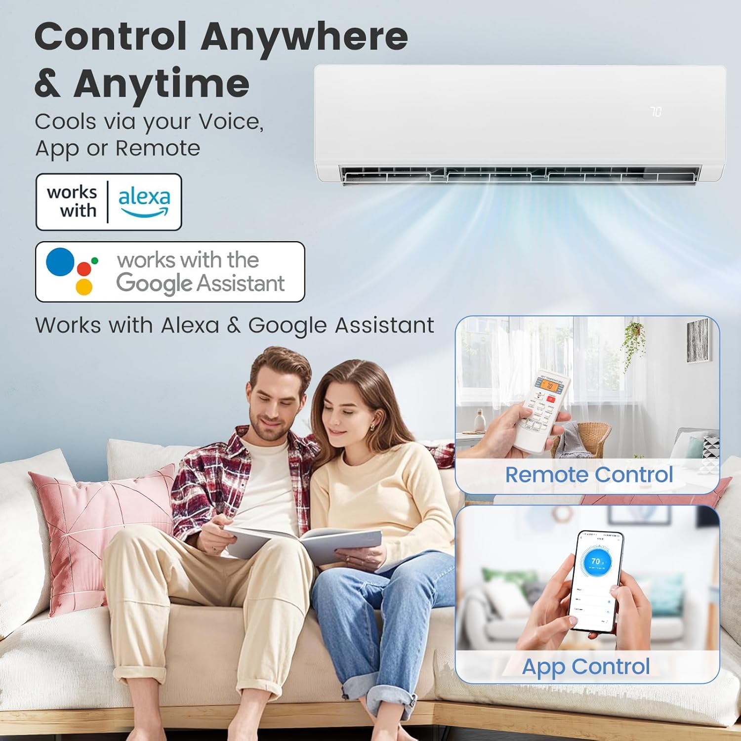 ARLIME 18000 BTU Mini Split AC, 25 SEER2 Inverter Air Conditioner w/ 1.5 Ton Heat Pump, Works with Alexa, Wifi, Cools up to 1250 sq. Ft, Wall AC Unit w/Installation Kit (18000 BTU 25 SEER2 208-230V)