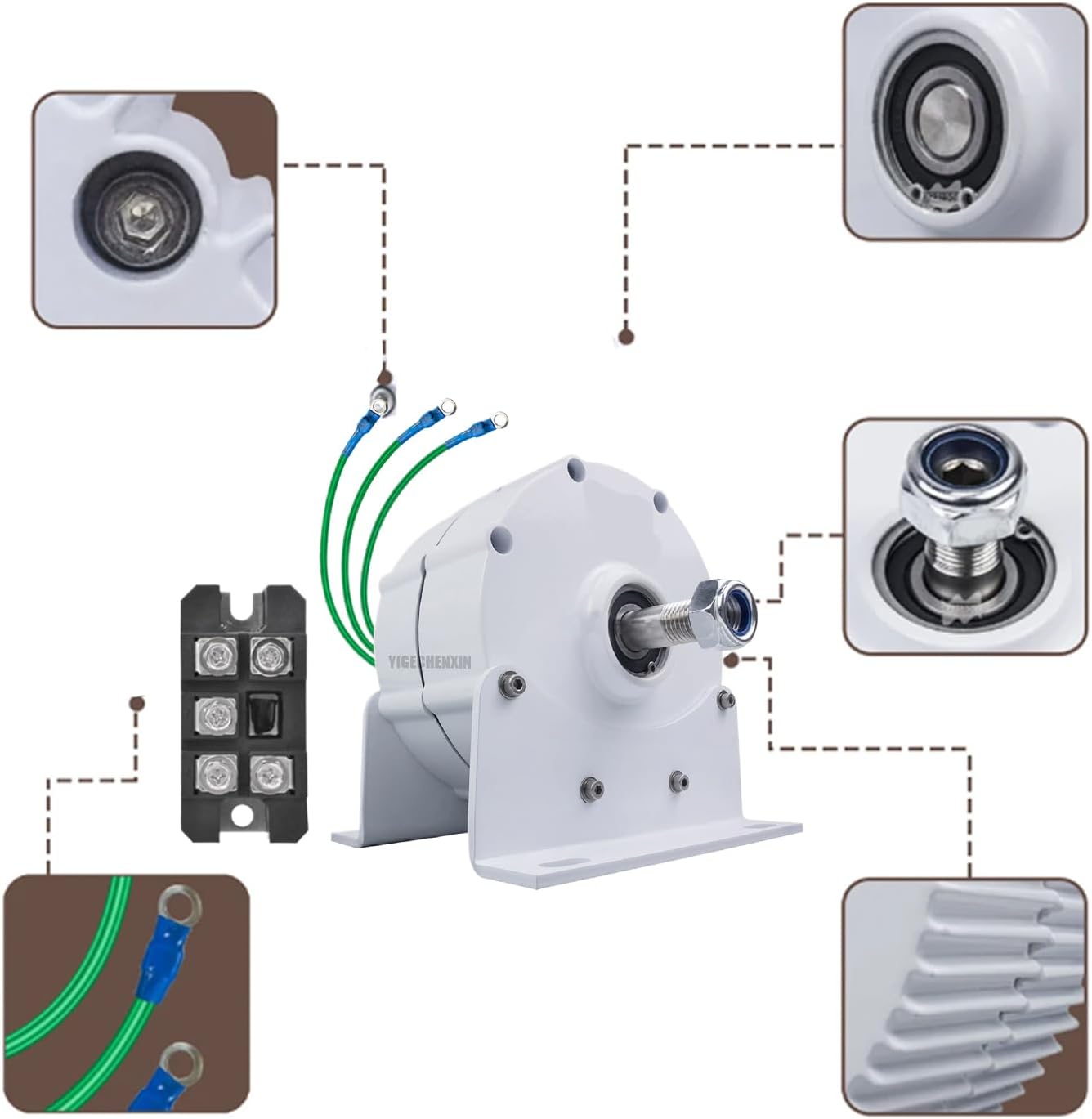 12V-220V 20000W Efficient 3 Phase Gearless Permanent Magnet AC Alternators,600Rpm Electric Wind Turbine for Wind Water Turbine Diesel Engine (with Base),48v