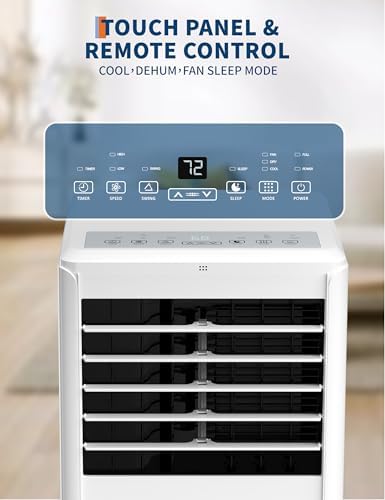8000 BTU Portable Air Conditioner, Room Air Conditioner with Cooling, Dehumidifier, Fan, Portable AC Units for Room Cooling Up to 350sq.Ft, Remote Control, Sleep Mode, White Cover