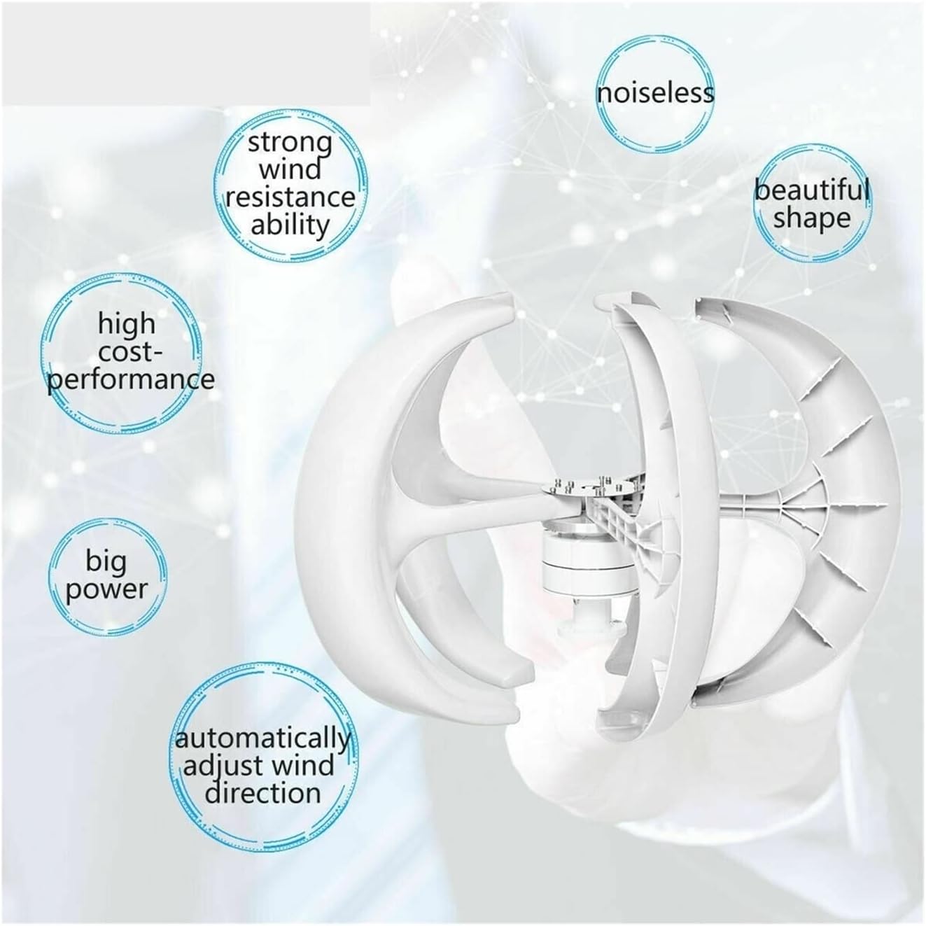 1000W Vertical Wind Turbine Generator with 5 Blades, 12V/24V MPPT Charge Controller, Low Noise, Ideal for Home Use, Efficient Wind Speed Start, Groen Model