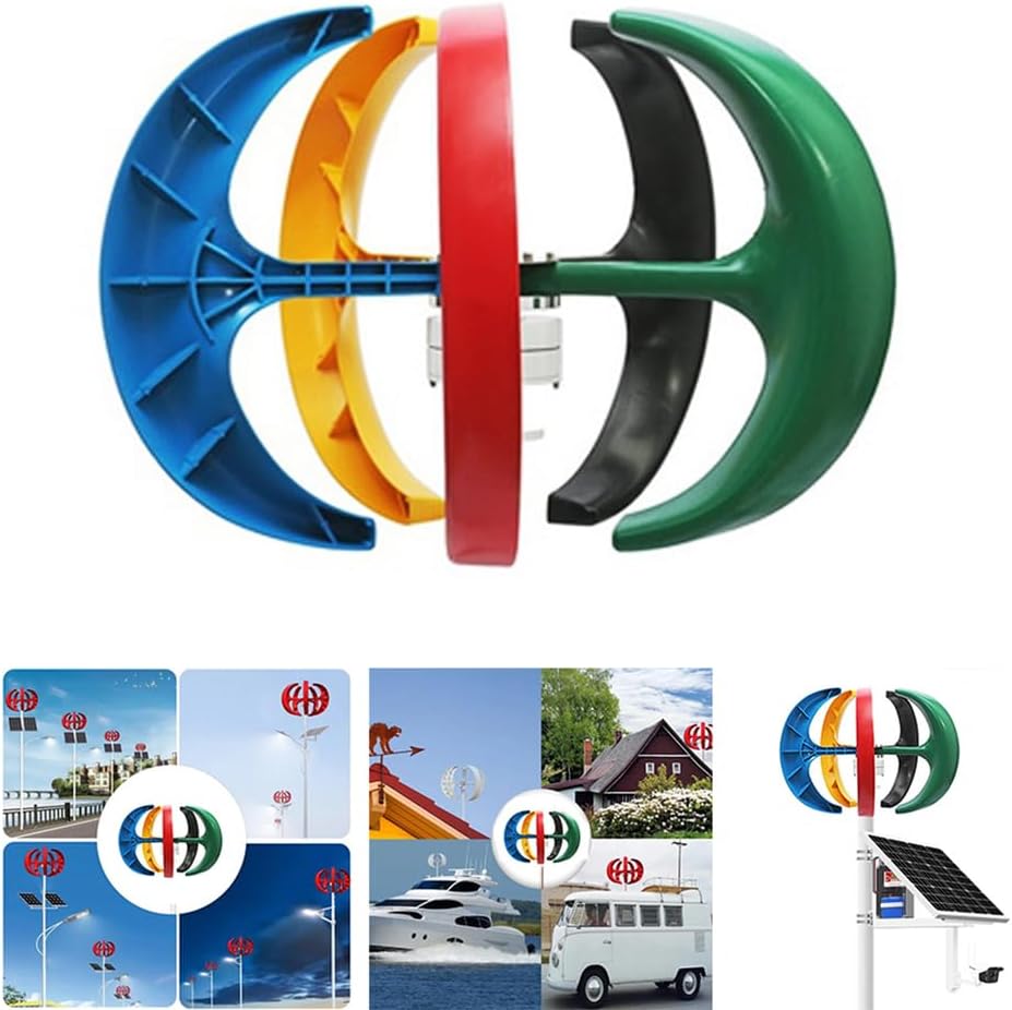 48V,BAOJUHUIKANG 5000W Vertical Axis Wind Turbine Generator, 2M/S Wind Speed Starting Wind Power Generator 5 Blades Wind Turbine Kit for Home, Camping