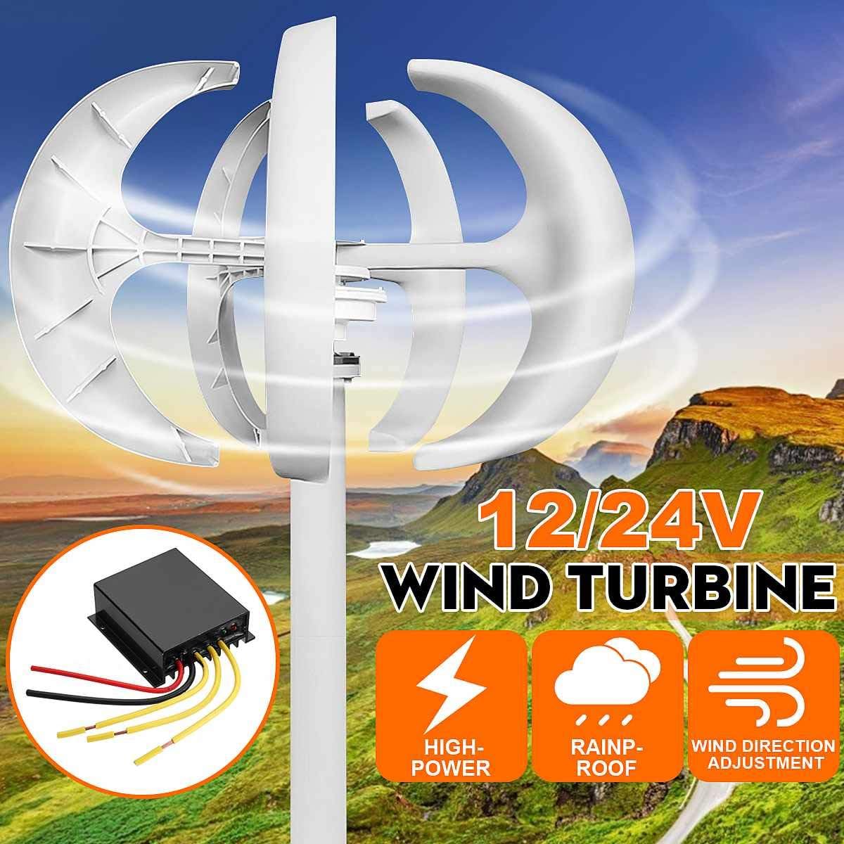 12V 24V 48V 2000W Windmill Maglev Wind Turbines, Solar Wind Turbine 5 Blades Suitable for Wind and Solar Power Generation(White)