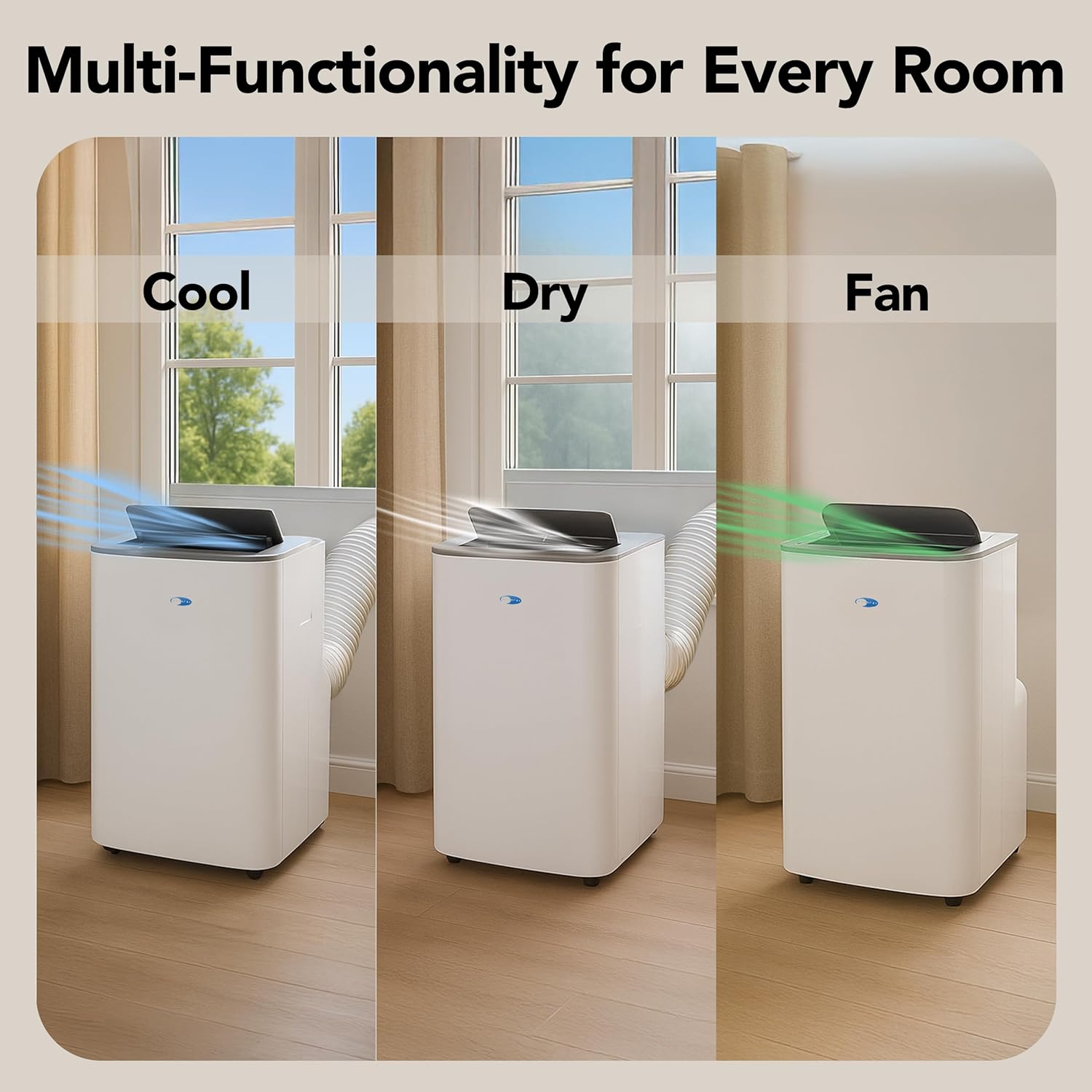 Whynter Portable Air Conditioner 13,500 BTU with Dehumidifier, Cooling Fan & Smart Wi-Fi for 500 Sq Ft Rooms, Includes AC Unit Window Kit, ARC-1050XP (10,000 BTU SACC), White