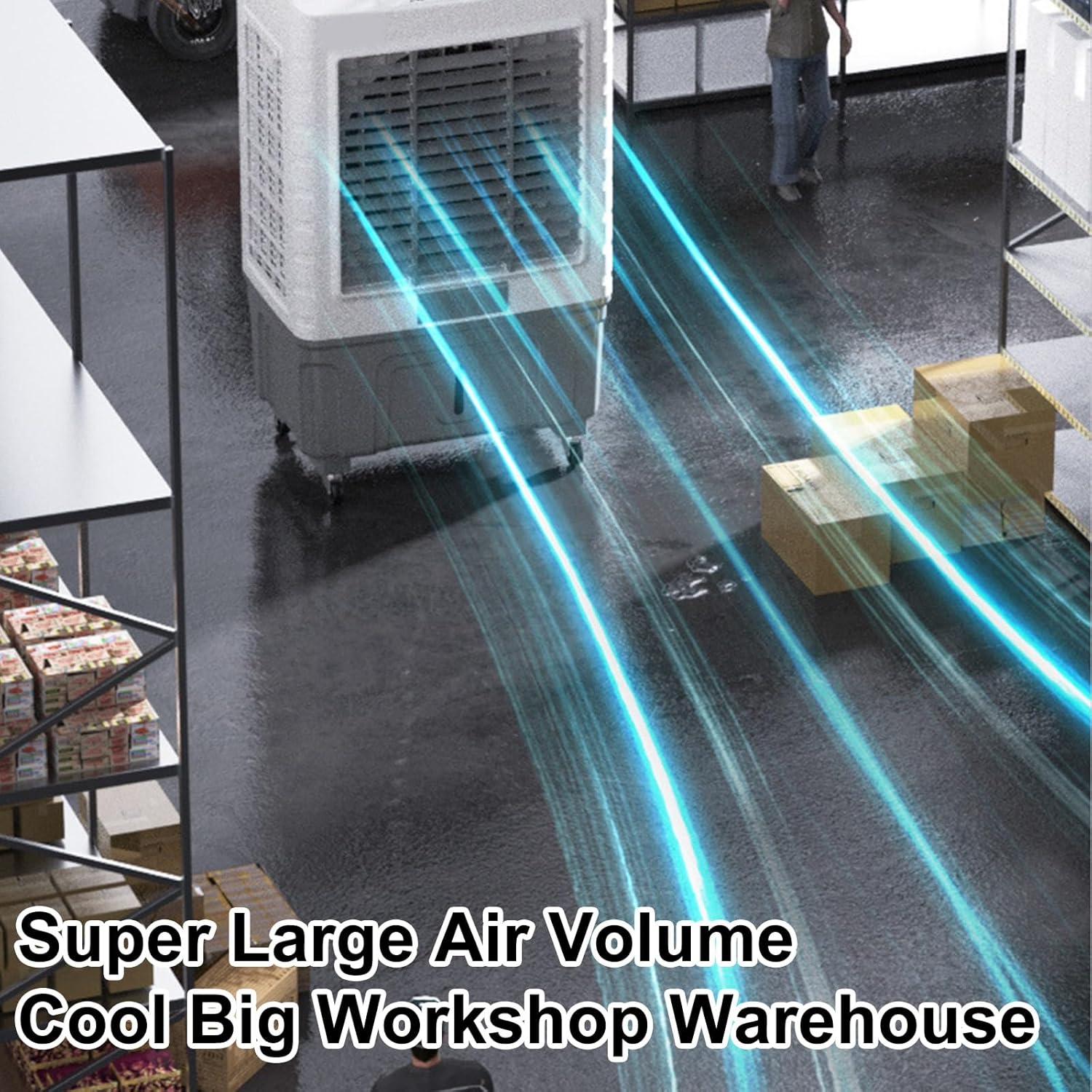 Evaporative Air Cooler Portable Air Conditioner, Fan Cooler with 120° Oscillating, 3 Wind Speeds, Evaporative Cooler for Outdoor Indoor Use(Size:95cm/55L)