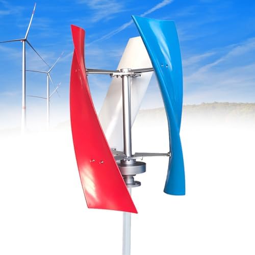 6000W Wind Turbine Generator 12V/24V DC, 3-Blade Vertical Windmill with Controller for Home & Street Lighting, Efficient Renewable Energy Solution, White