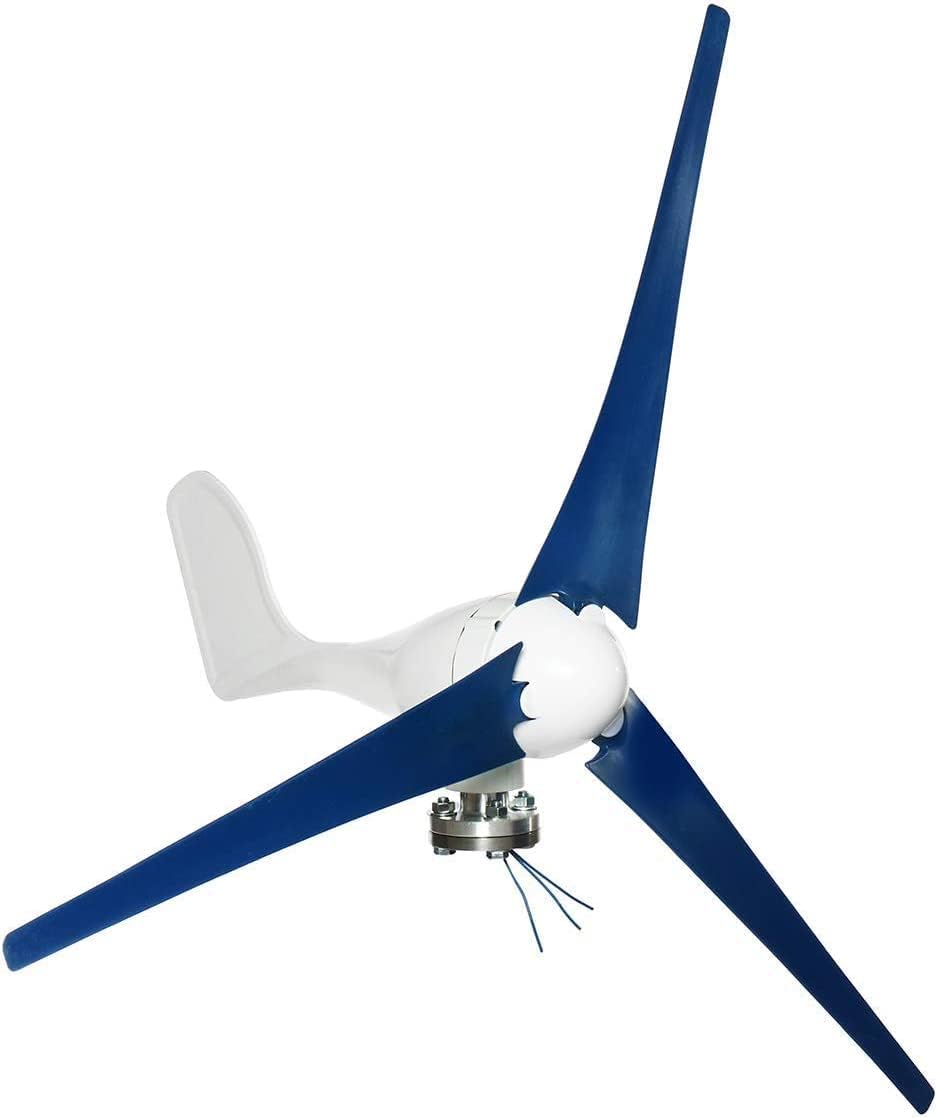 LiuSj JUnSt No Noise 3 Blades Wind Turbine Generator Kit, 12000W Vertical Wind Turbine Motor with Charge Controller Kit for Home Use(Blue)