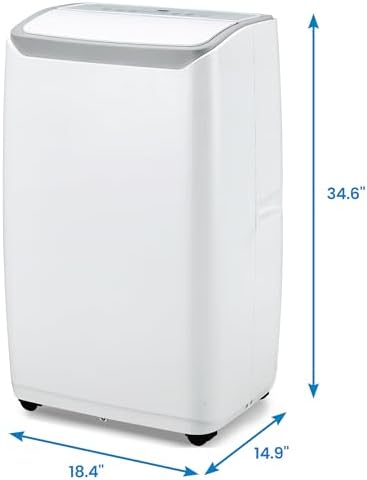 12,000 BTU Portable Smart Air Conditioner, 3-in-1 Remote Control Vertical AC Unit, 24-Hour Timer/Cooling/Dehumidifying/Fan Mode, Smart Portable AC Cools up to 550 Sq. Ft. Bedrooms, Offices, White