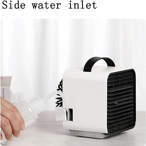 Portable Air Conditioner Fan, Rechargeable USB Air Conditioner Fan, Personal Mini Evaporative Air Cooler with 3 Speeds, Quiet Air Cooler Fan, for Home Office (Color : White)