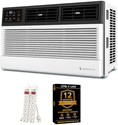 Friedrich 8,000 BTU Smart Window Air Conditioner with WiFi, Quiet & Energy Efficient AC for Rooms up to 350 Sq. Ft. – Bundle with UAX Surge Protector & 1-Year CPS Warranty