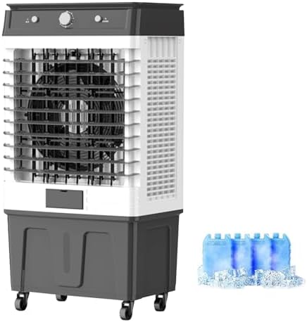 Swamp Cooler Air Conditioner, Evaporative Cooler, 7000 CFM Portable Evaporative Air Cooler, 50 L/13 Gal Water Tank, 3 Speeds, 4 Ice Boxes, Touch, for Room Garage Patio(118x38x59cm)