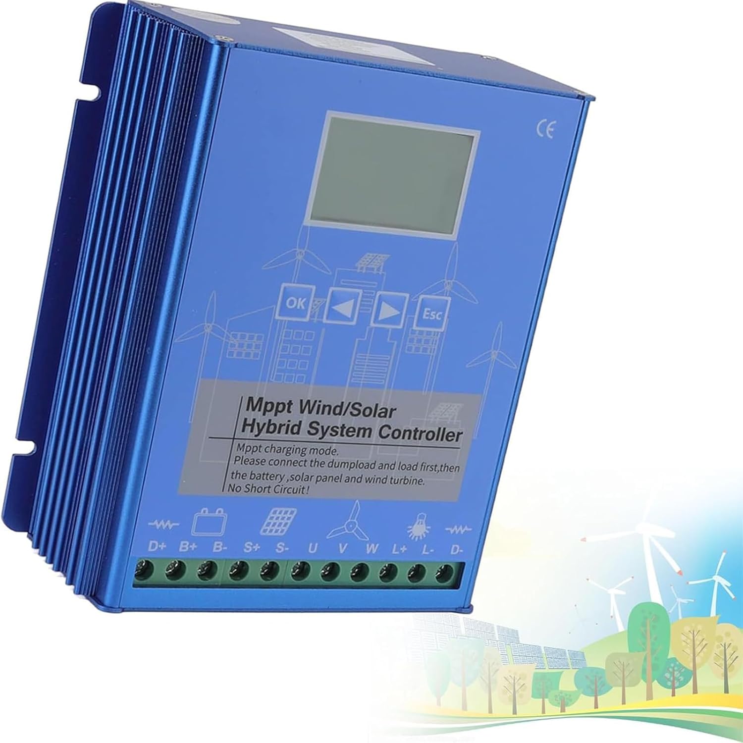 12000W Wind and Solar Hybrid System Mppt Charge Controller with Dump Load Wind Turbine Solar Panel 12V/24V/48V Automatic Voltage Regulator 24V