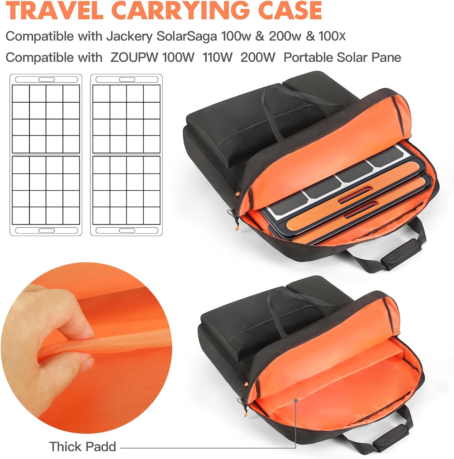 Carrying Case Fits for Jackery Explorer 1000/Anker SOLIX C1000,Solar Panel Carrying Case Fits for Jackery SolarSaga 100W 100X 200W/ZOUPW 100W 110w 200w
