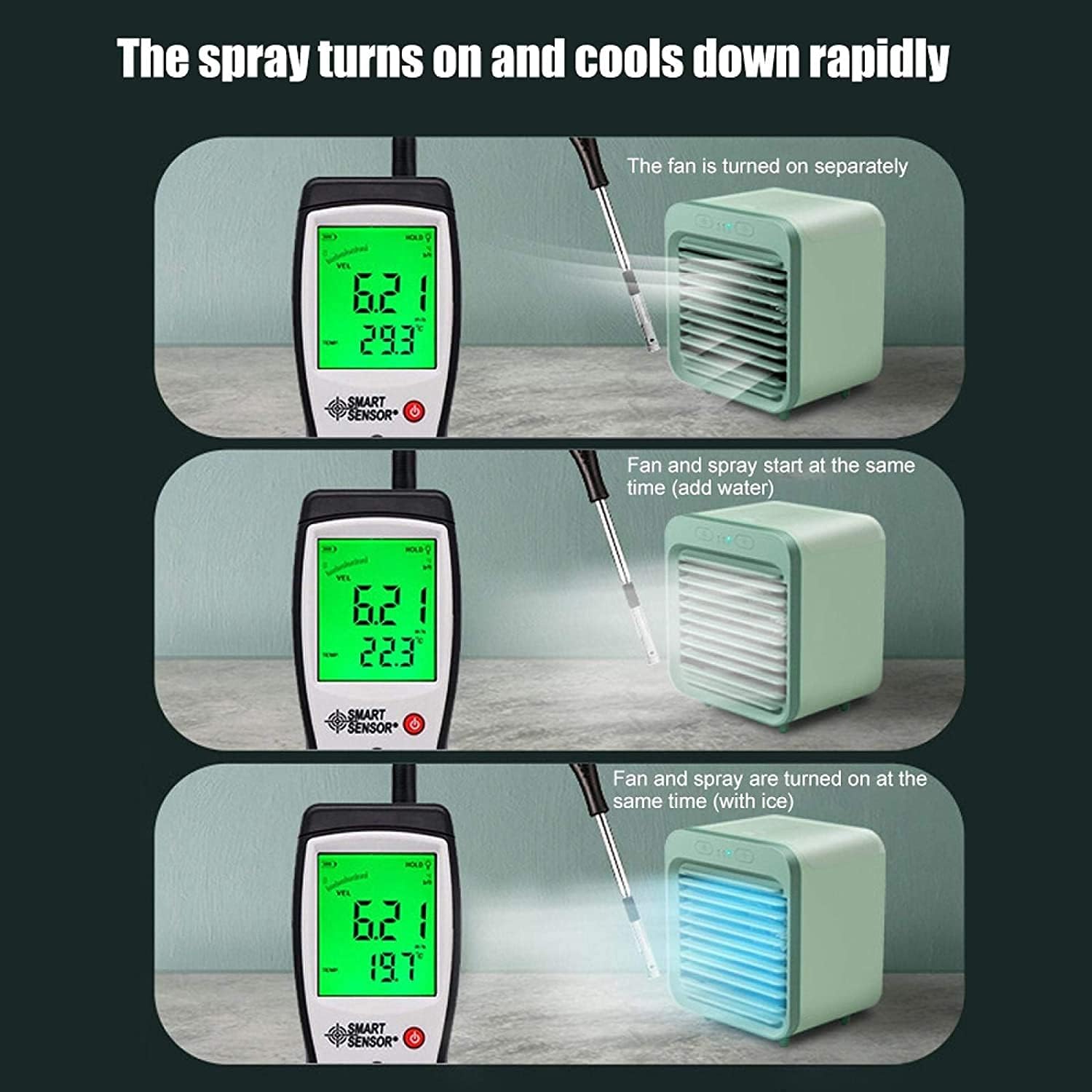 Mini Portable Air Conditioner Humidifier, Usb Evaporative Cooling Fan, Three-speed Adjustable, Low Water Safety Alarm, Suitable For Home And Office Use