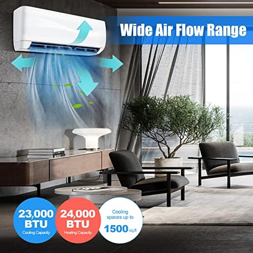LDAILY Split Air Conditioner & Heater Wall-mounted Ductless Ac Unit Cools Rooms, Good Performance Inverter Ac with Heat Pump & Installation Kit (24000Btu, 230V)