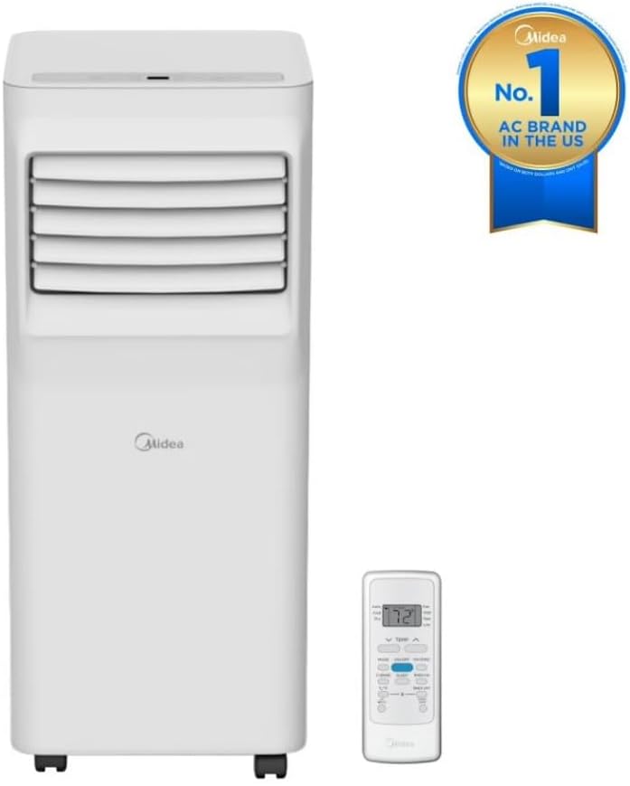 Midea 5,000 BTU Portable Air Conditioner w/ComfortSense Cools up to 150 sq. ft., 500W, 3-in-1 Comfort: Cools, Ventilates, & Dehumidifies - MAP05R1AWWT-T
