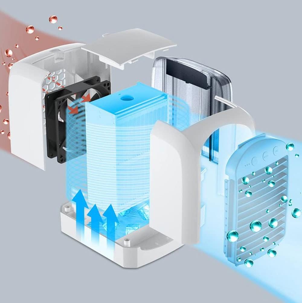 Portable Air Conditioners, Evaporative Air Cooler, 3 Wind Speed & LED Night Light, Personal Mini Air Cooling Fan for Room (Color : Gray)