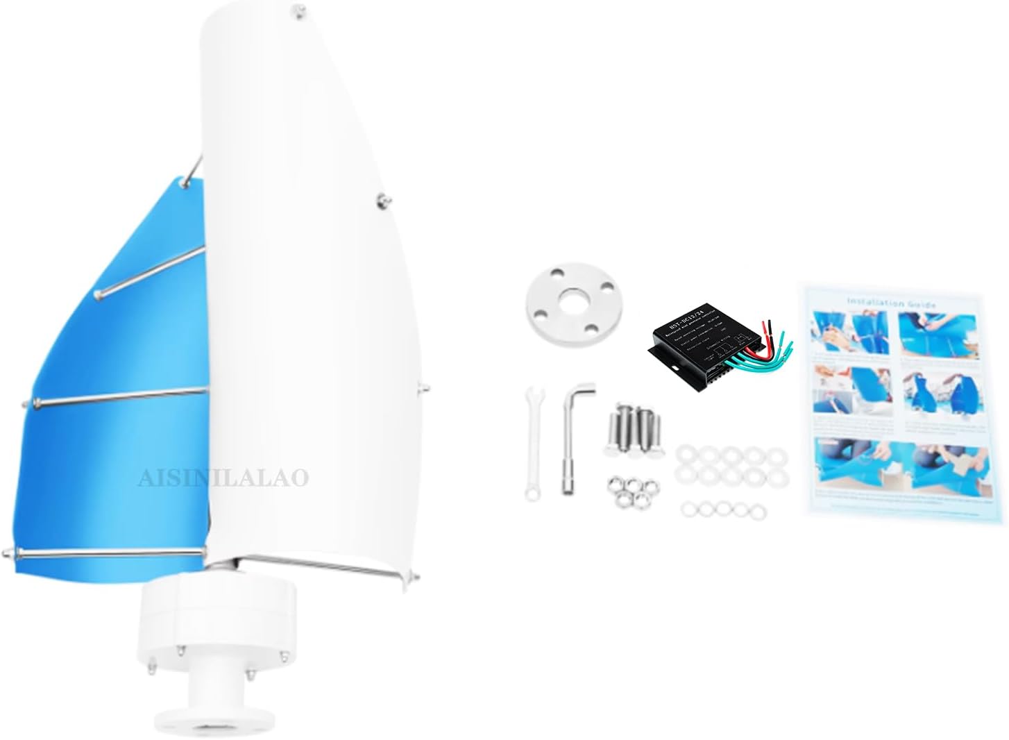 Low Speed Wind Turbine Generator 1000W-5000W 2-Blade High Power Turbine with Controller, 12V 24V 48V 220V for Home/Business/Industrial Energy Supply