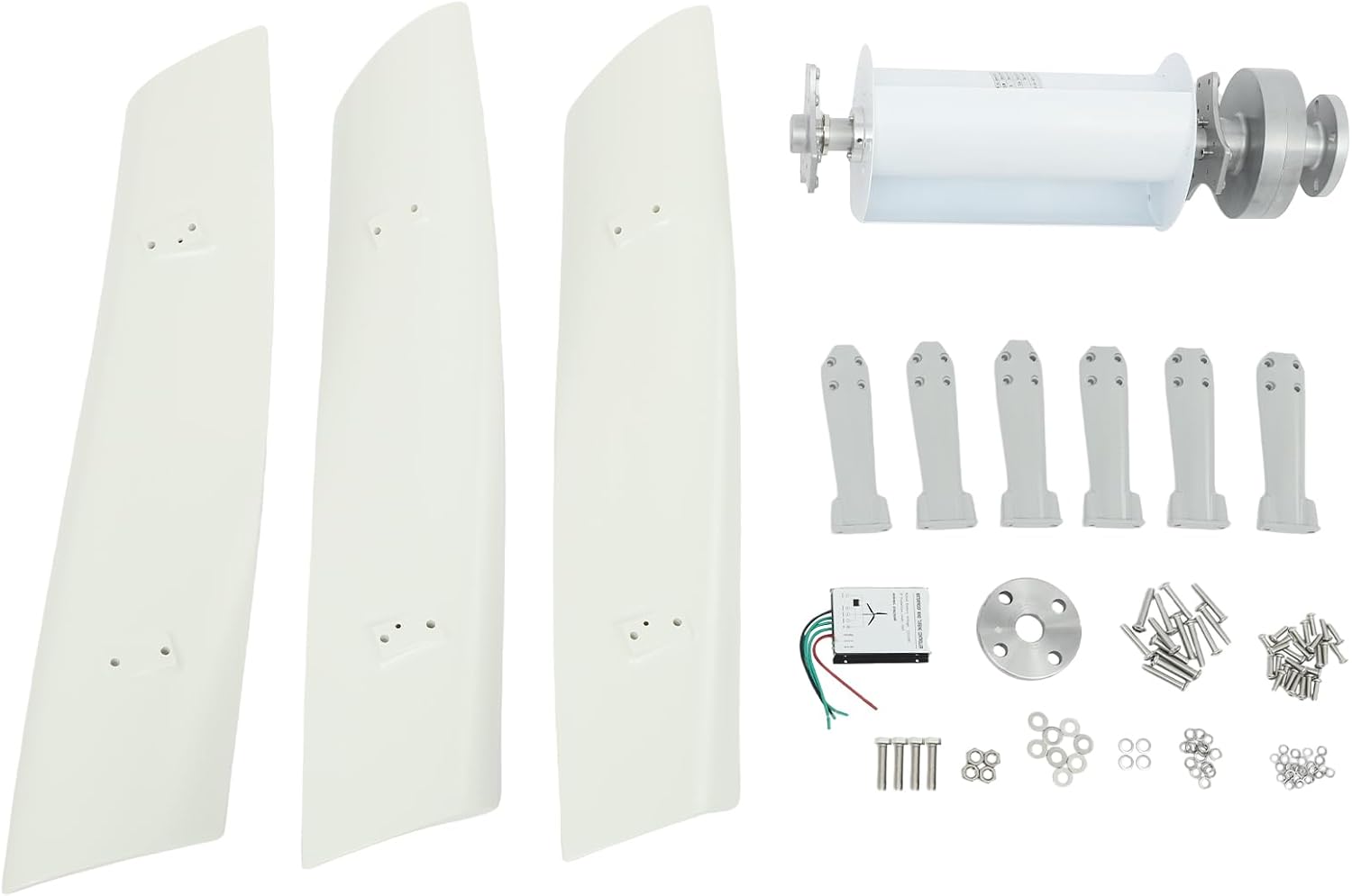 100W Vertical Axis Wind Turbine Generator, 24V Permanent Magnet Levitation Wind Power Turbine Generator Kit with Controller, 3 Blades Vertical Axis Generators for Terrace, Motor Home, Chalet