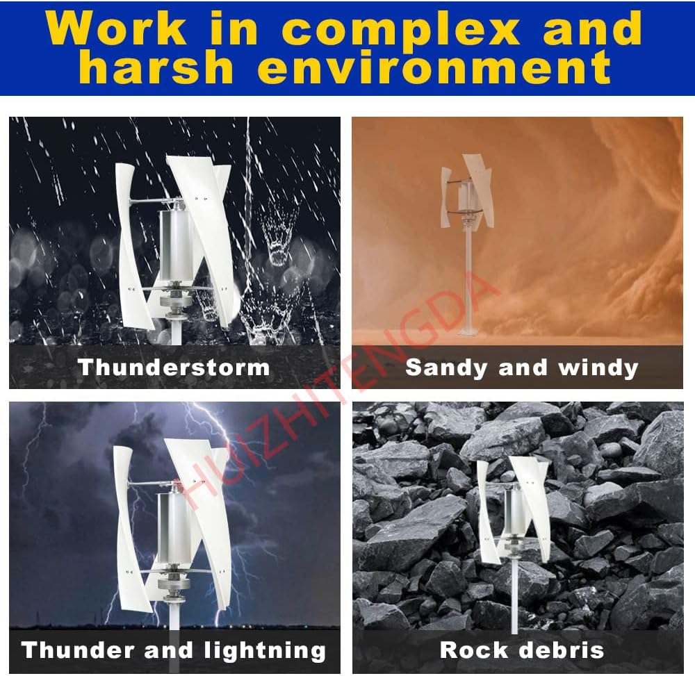 Low RPM 5KW Vertical Wind Turbines, 12V-48V with Controller Permanent Magnet Generator 3 Blades Suitable for Outdoor Lighting in Courtyards(Noiseless),12v