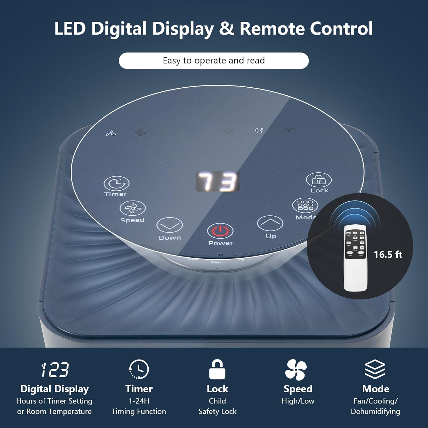ARLIME Air Conditioner Portable, 8000 BTU Cools up to 230 sq. ft, Portable AC Unit with Fan & Dehumidifier, 2 Speed, Child Lock, 24H Timer, LED Display, Air Cooler for Living Room, Bedroom, Office
